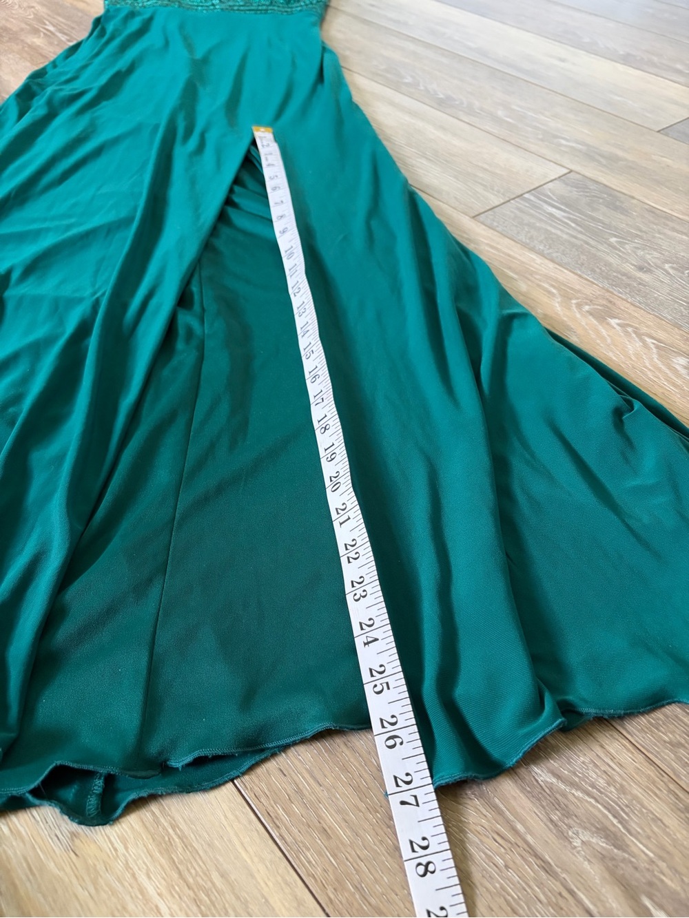 Sherri Hill Teal Beaded Halter Prom Gown with Side Slit - Picture 15 of 15